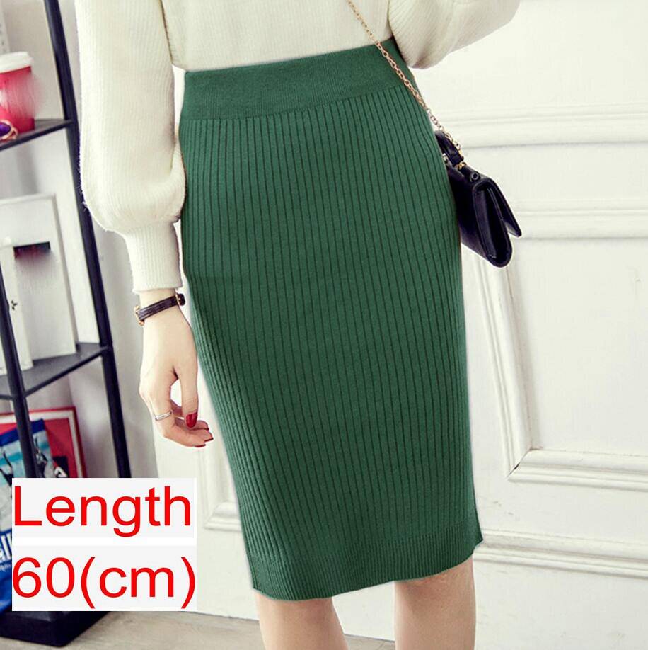 Knitted Pencil Skirt - Green / 60 cm / 23.6 inch / L - Bottoms - Shirts & Tops - 21 - 2024