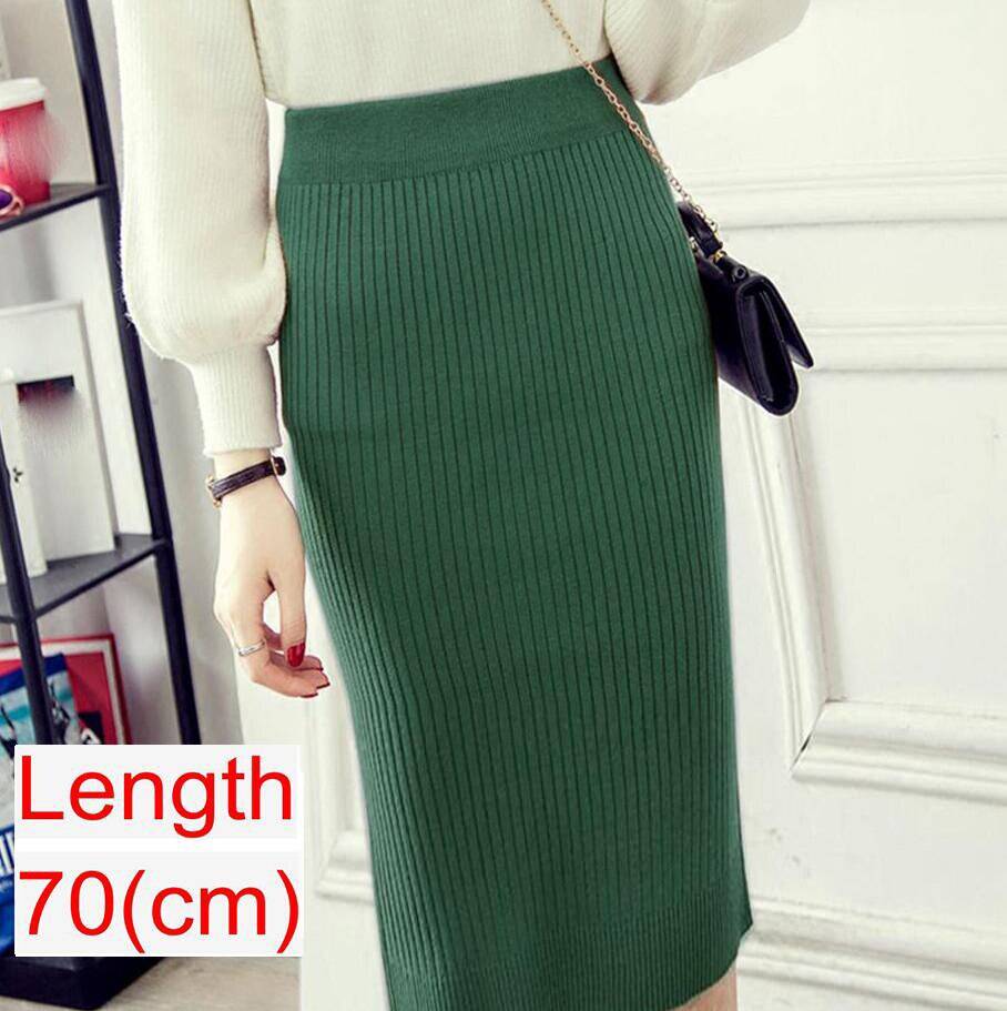 Knitted Pencil Skirt - Green / 70 cm / 27.5 inch / L - Bottoms - Shirts & Tops - 26 - 2024