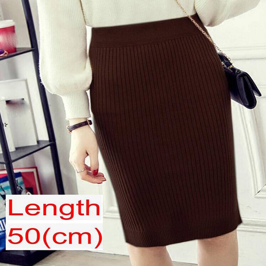 Knitted Pencil Skirt - Brown / 50 cm / 19.7 inch / L - Bottoms - Shirts & Tops - 30 - 2024