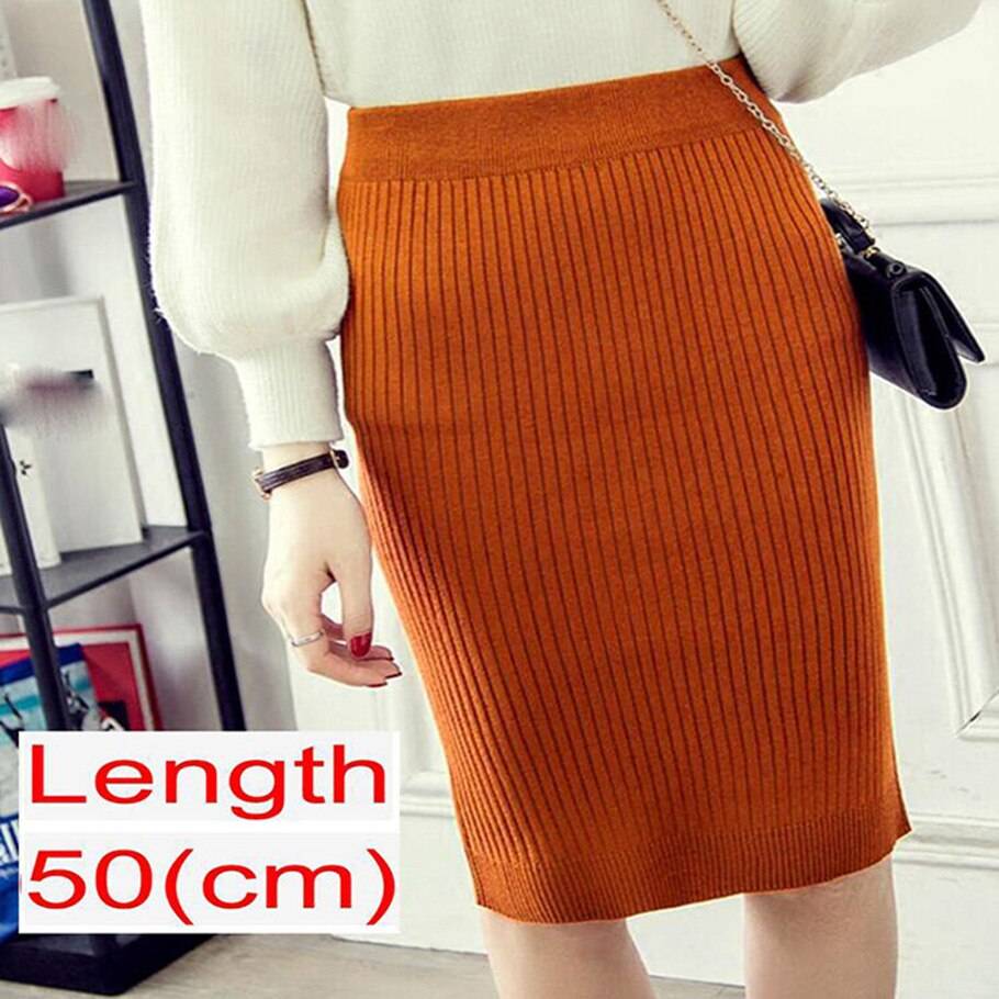 Knitted Pencil Skirt - Yellow / 50 cm / 19.7 inch / L - Bottoms - Shirts & Tops - 35 - 2024