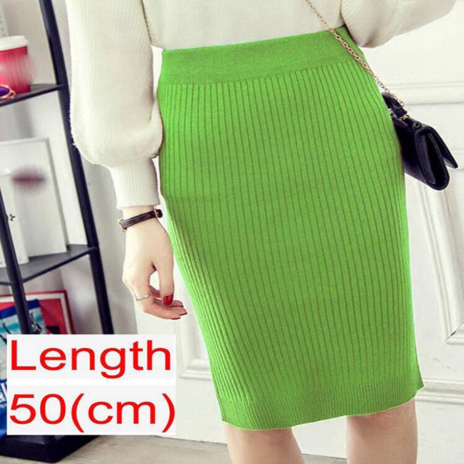 Knitted Pencil Skirt - Army Green / 50 cm / 19.7 inch / L - Bottoms - Shirts & Tops - 38 - 2024