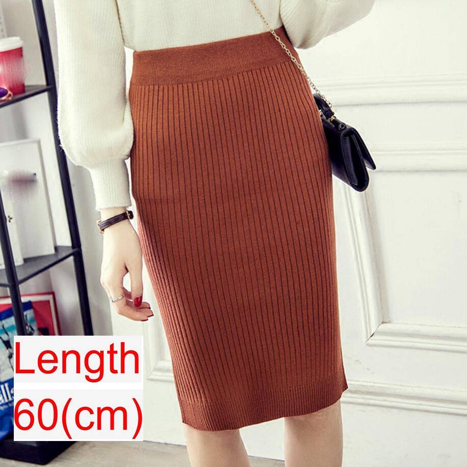 Knitted Pencil Skirt - Brick Red / 60 cm / 23.6 inch / L - Bottoms - Shirts & Tops - 40 - 2024