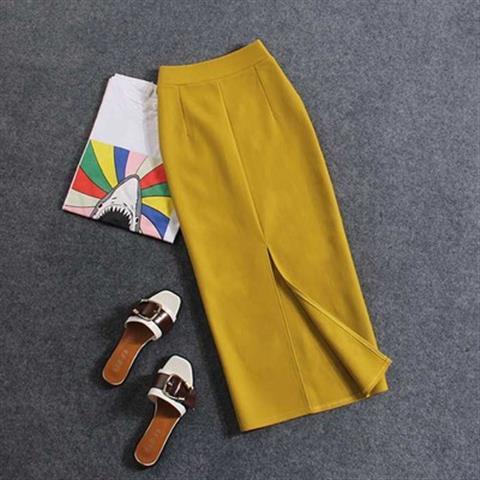 Korean Slim Stretch Pencil Skirts - Light Yellow / XL - Bottoms - Shirts & Tops - 28 - 2024