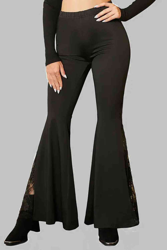 Lace Detail Flare Pants - Black / S - Bottoms - Pants - 1 - 2024
