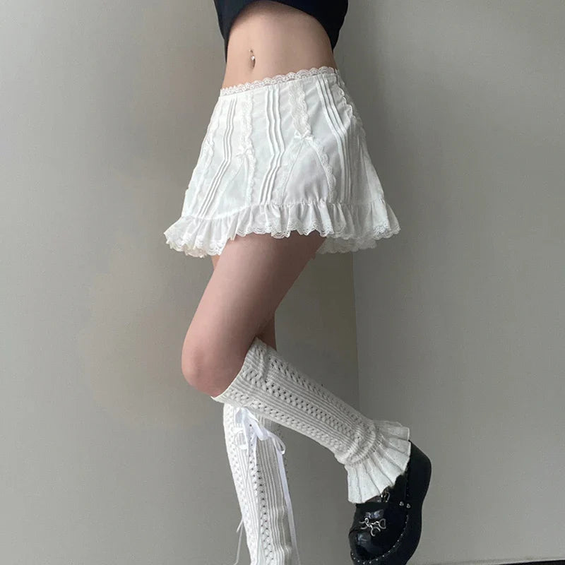 Lace Patchwork Mini Skirt - Aesthetic Fairycore Shorts - Bottoms - Skirts - 1 - 2024