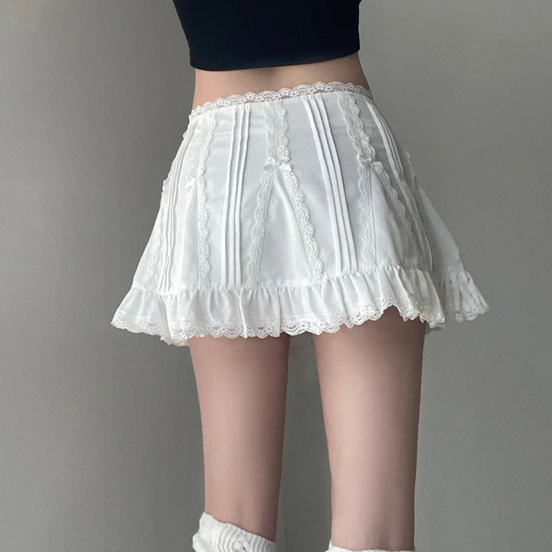Lace Patchwork Mini Skirt - Aesthetic Fairycore Shorts - Bottoms - Skirts - 4 - 2024
