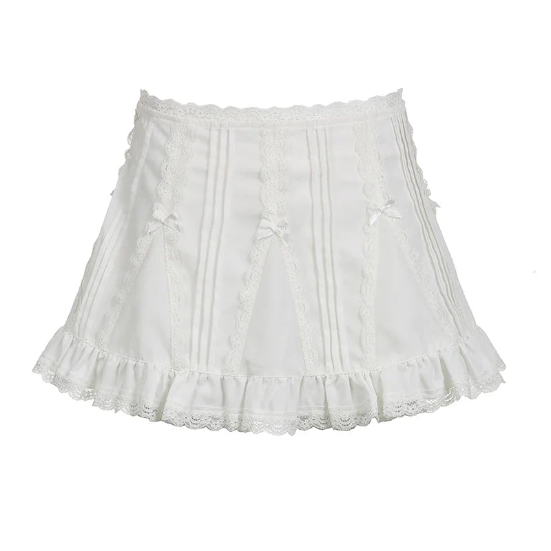 Lace Patchwork Mini Skirt - Aesthetic Fairycore Shorts - White / S - Bottoms - Skirts - 6 - 2024