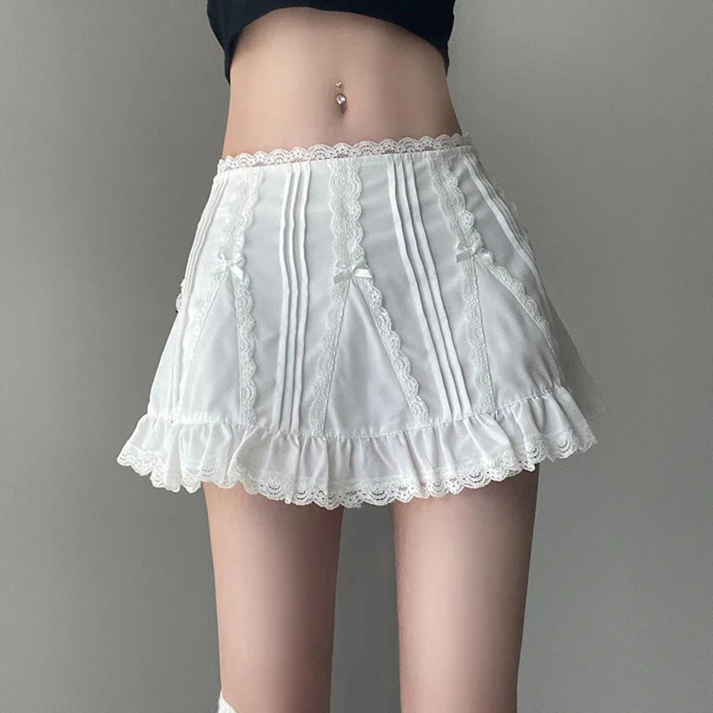 Lace Patchwork Mini Skirt - Aesthetic Fairycore Shorts - Bottoms - Skirts - 2 - 2024
