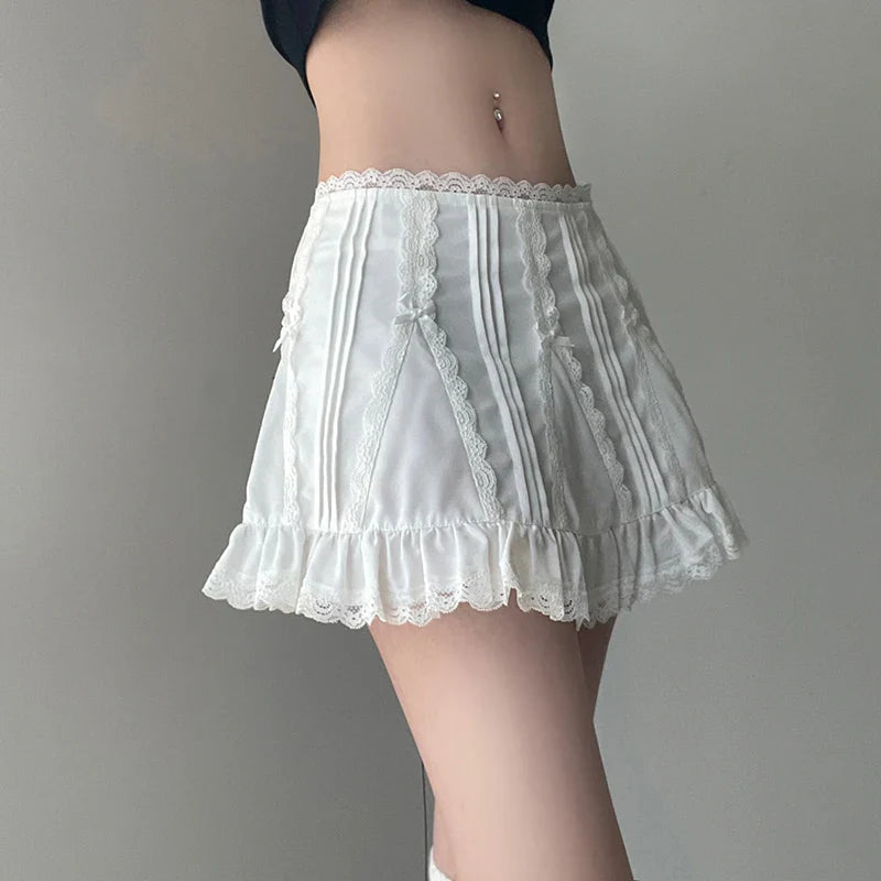 Lace Patchwork Mini Skirt - Aesthetic Fairycore Shorts - Bottoms - Skirts - 3 - 2024