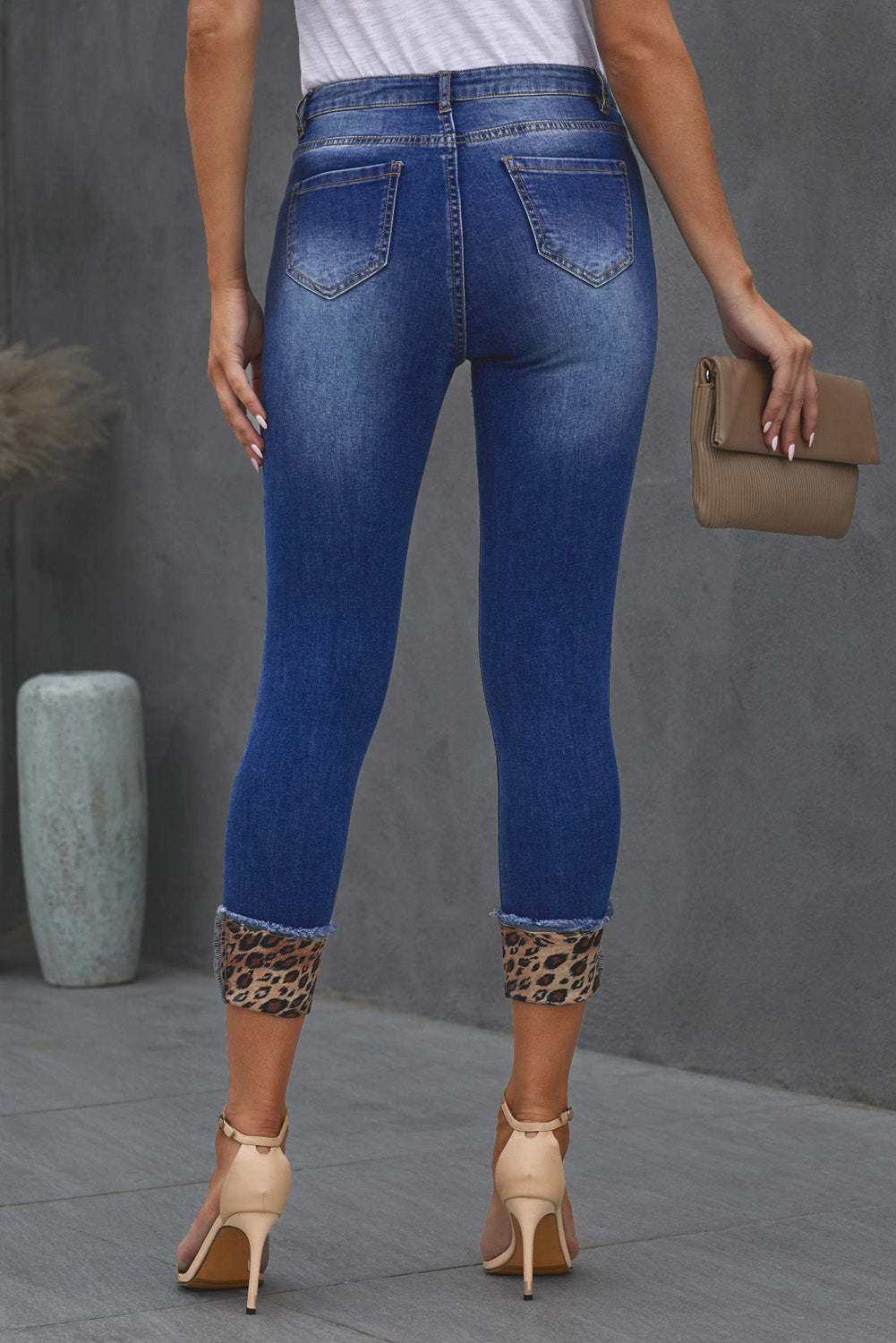 Leopard Patch Distressed Cropped Jeans - Bottoms - Pants - 6 - 2024