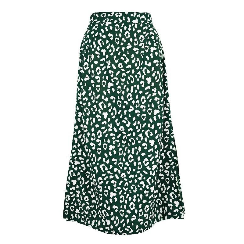 Leopard Pattern Midi Skirts - Green / L - Bottoms - Clothing - 16 - 2024