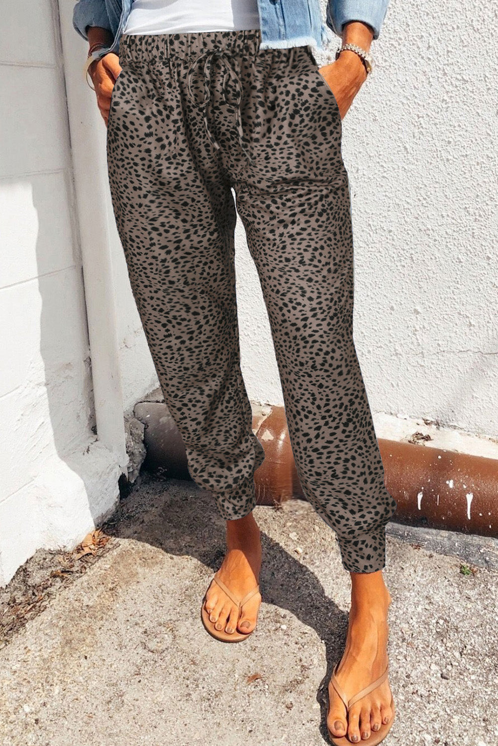 Leopard Pocketed Long Pants - Brown / S - Bottoms - Pants - 4 - 2024