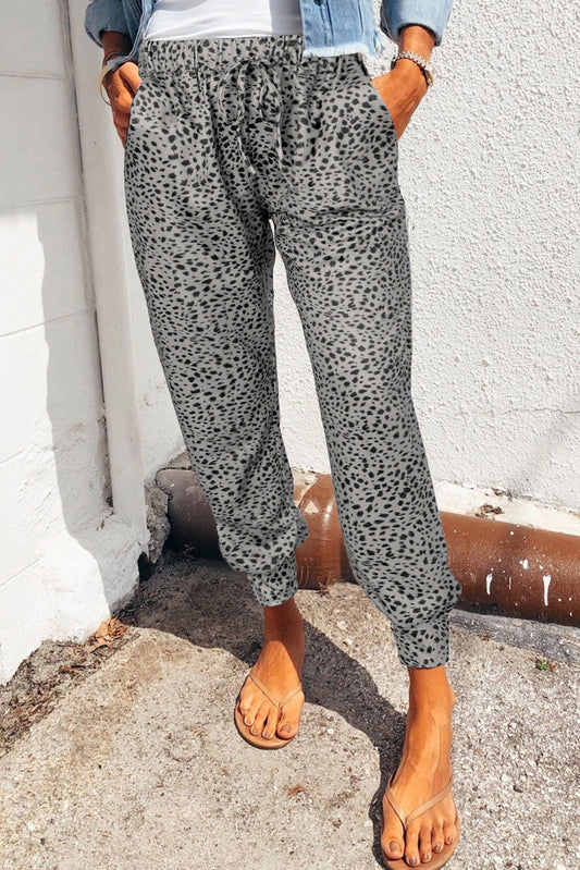 Leopard Pocketed Long Pants - Gray / S - Bottoms - Pants - 1 - 2024