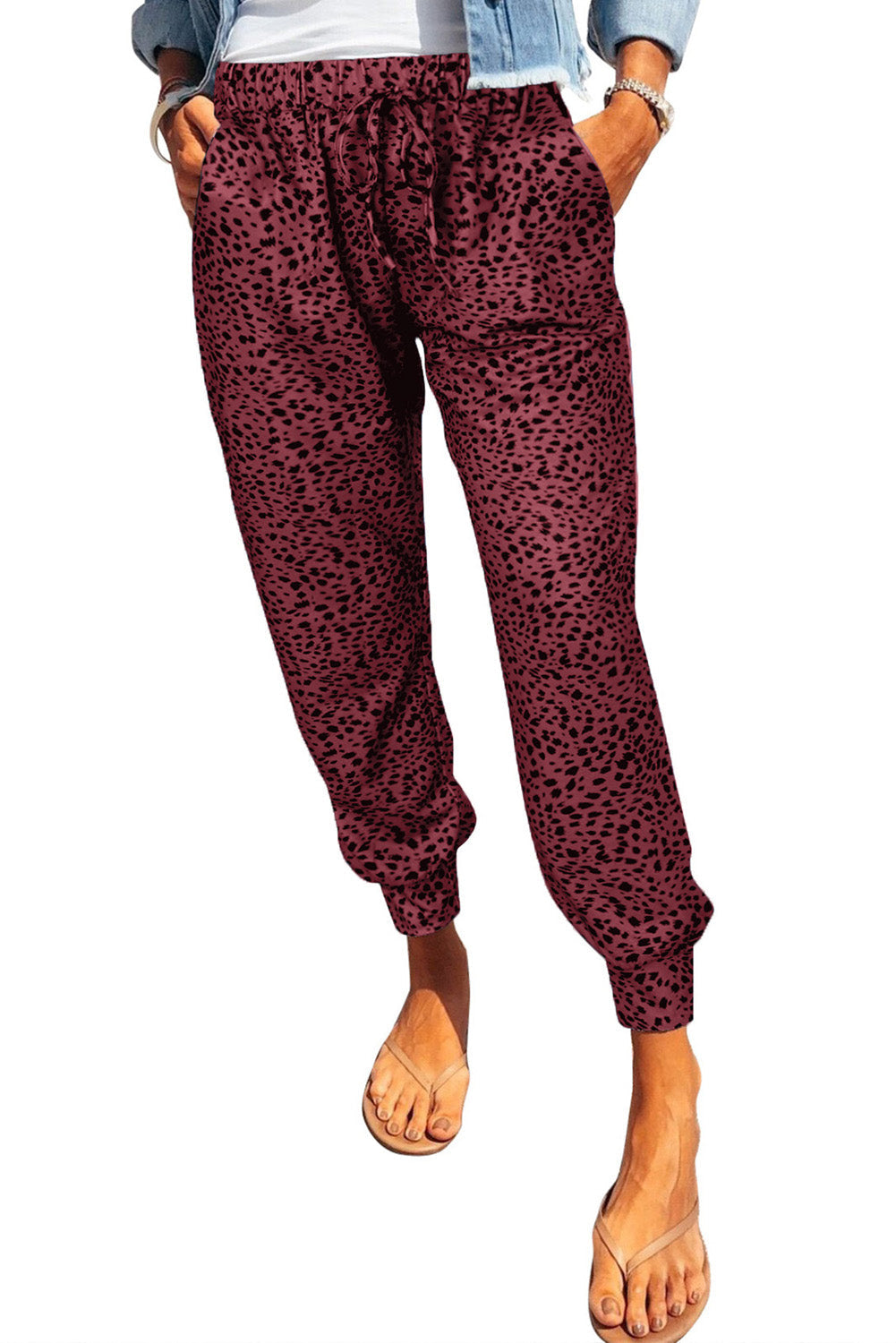 Leopard Print Joggers with Pockets - Bottoms - Pants - 14 - 2024