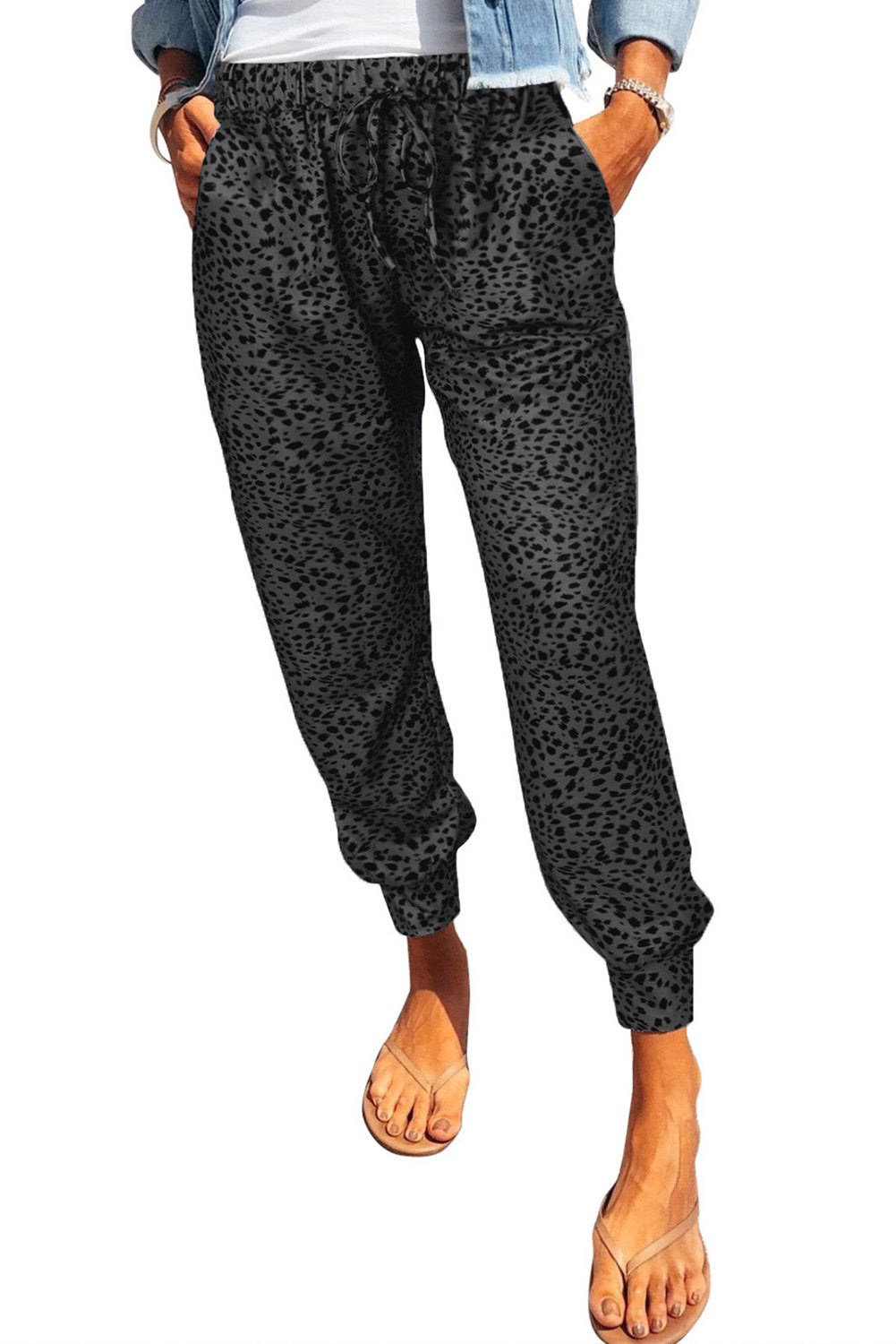 Leopard Print Joggers with Pockets - Bottoms - Pants - 11 - 2024