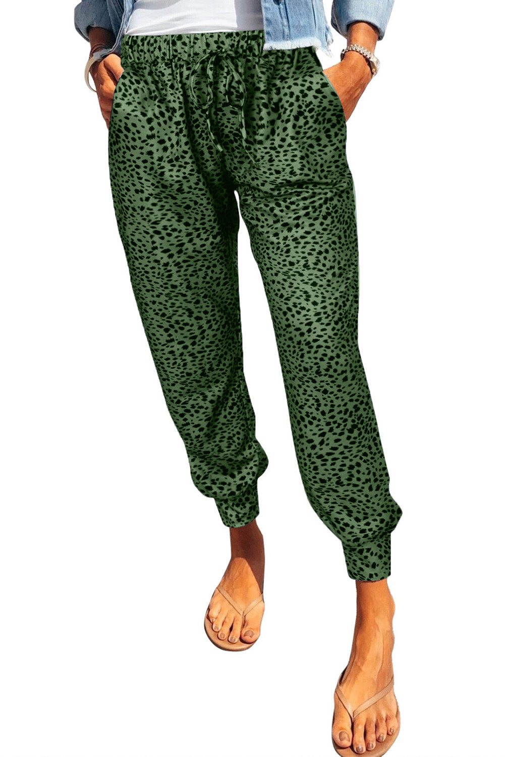 Leopard Print Joggers with Pockets - Bottoms - Pants - 20 - 2024