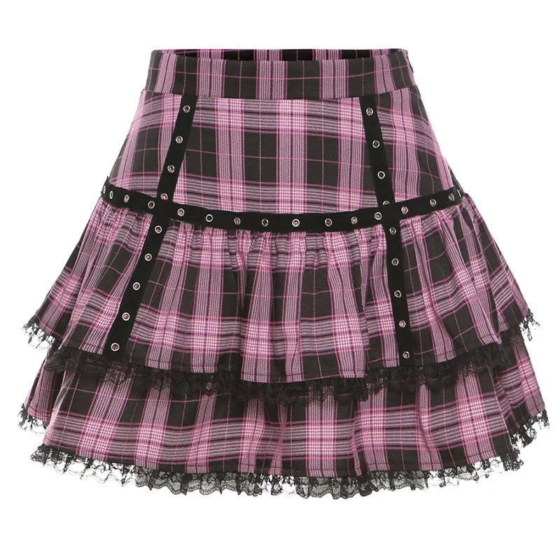 Lolita Plaid Mini Skirt – Gothic Harajuku - Multicolored / XS - Bottoms - Dance Dresses Skirts & Costumes - 6 - 2024