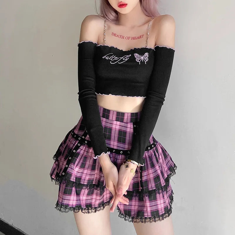 Lolita Plaid Mini Skirt – Gothic Harajuku - Bottoms - Dance Dresses Skirts & Costumes - 5 - 2024