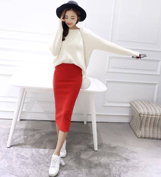 Long Midi Pencil Skirts - Red / One Size - Bottoms - Skirts - 11 - 2024