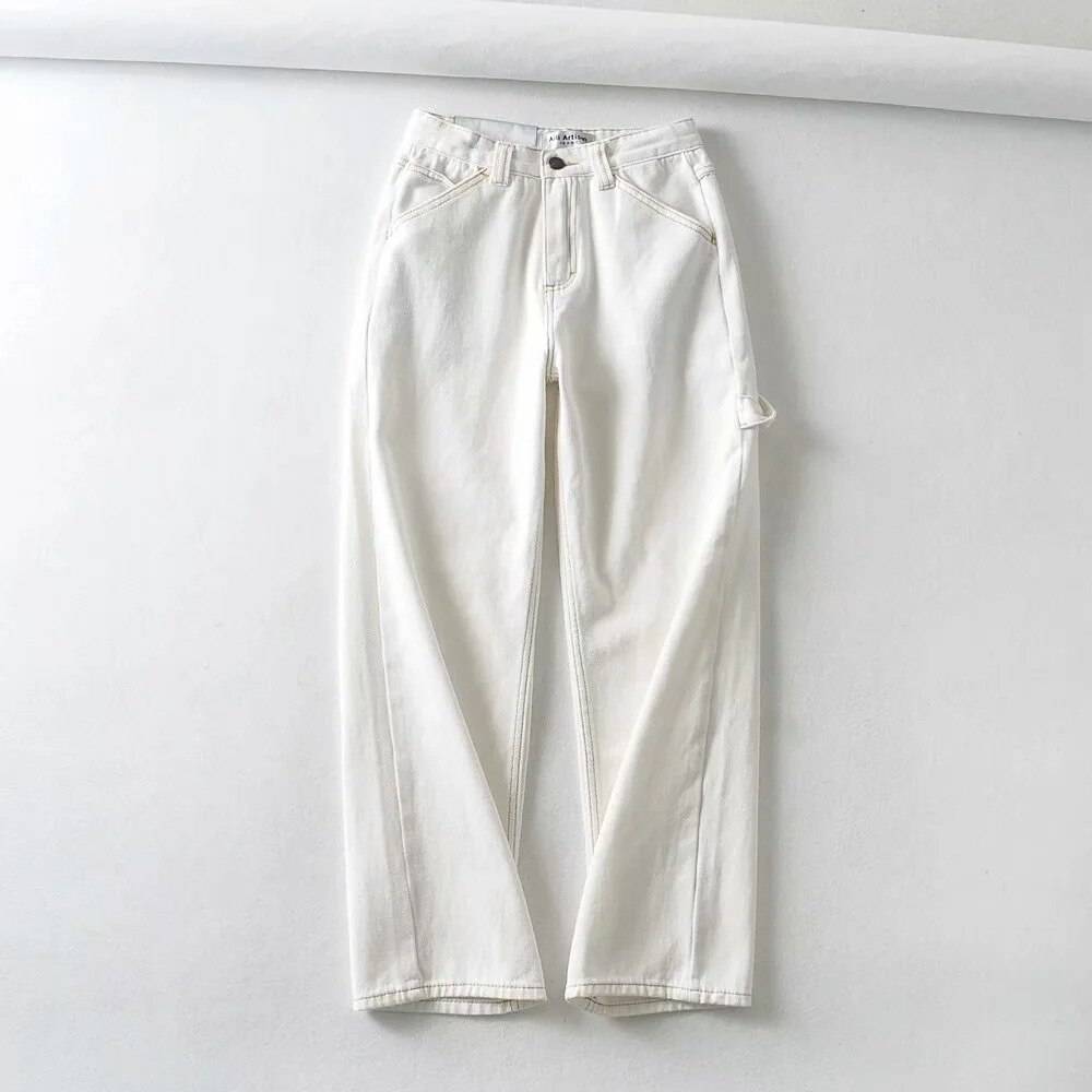 Loose High Waist Jeans - White / M - Bottoms - Shirts & Tops - 25 - 2024