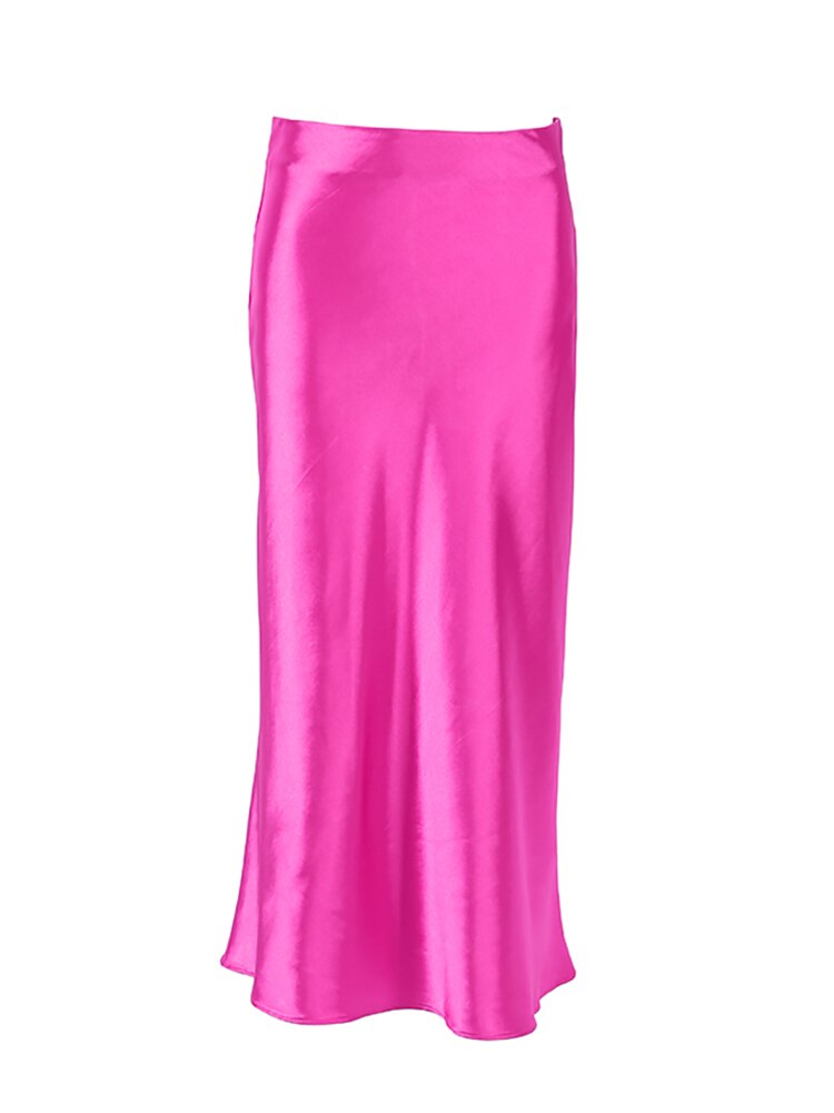Luxurious Solid Satin Silk Skirt - Pink / M - Bottoms - Clothing - 7 - 2024