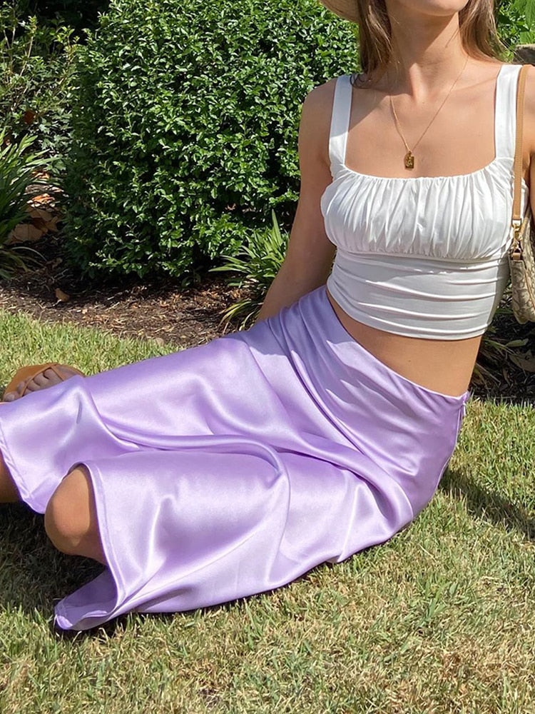 Luxurious Solid Satin Silk Skirt - Bottoms - Clothing - 2 - 2024