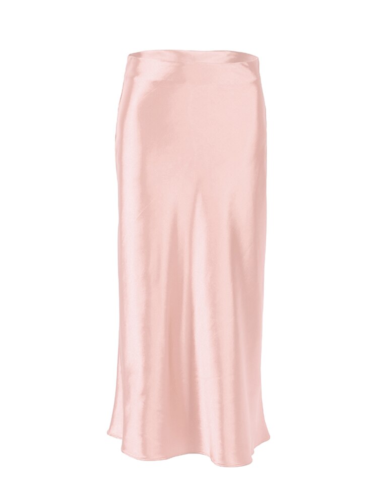 Luxurious Solid Satin Silk Skirt - Light Pink / M - Bottoms - Clothing - 12 - 2024