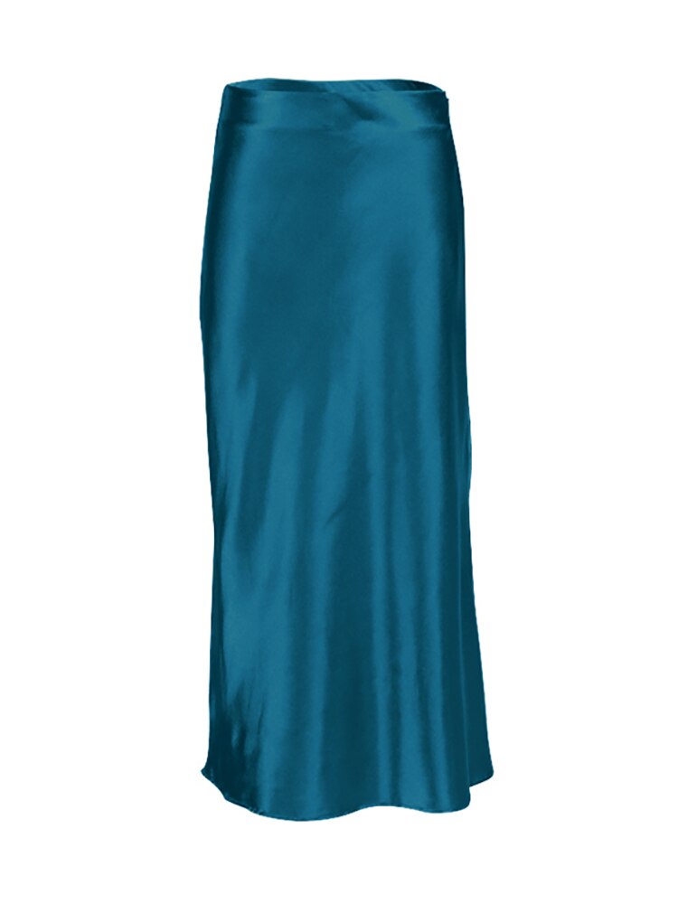 Luxurious Solid Satin Silk Skirt - Dark Blue / M - Bottoms - Clothing - 9 - 2024
