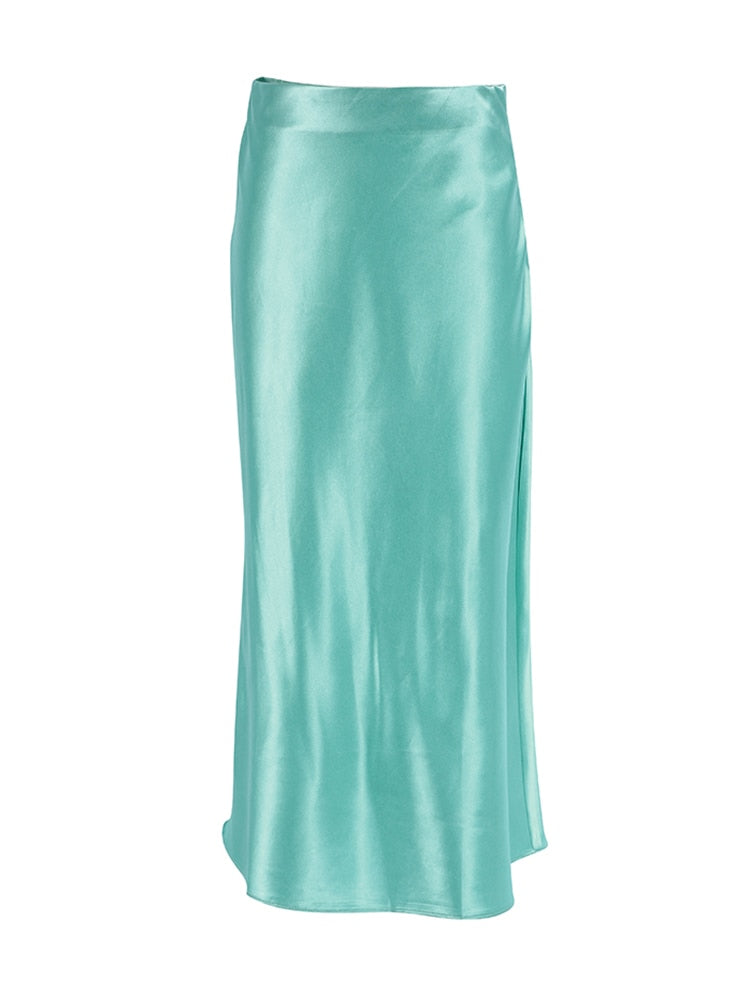 Luxurious Solid Satin Silk Skirt - Bottoms - Clothing - 4 - 2024