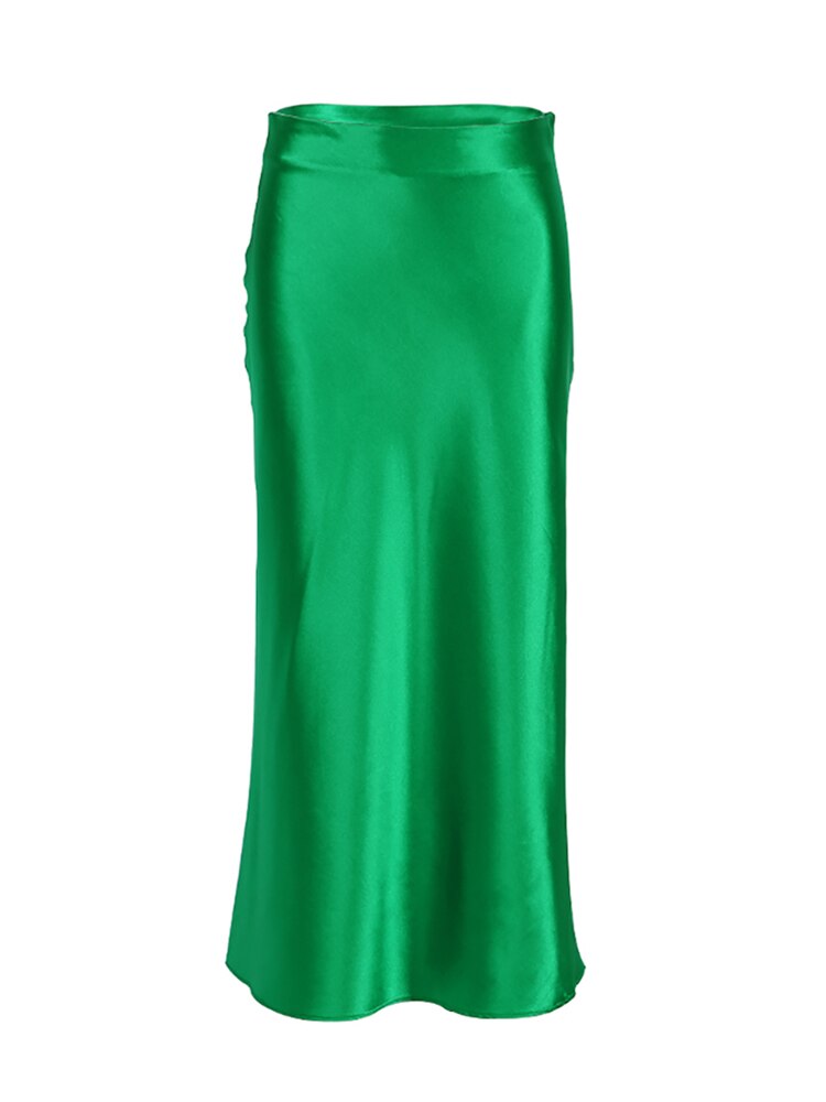Luxurious Solid Satin Silk Skirt - Green / M - Bottoms - Clothing - 8 - 2024