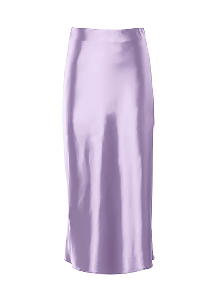Luxurious Solid Satin Silk Skirt - Purple / M - Bottoms - Clothing - 15 - 2024
