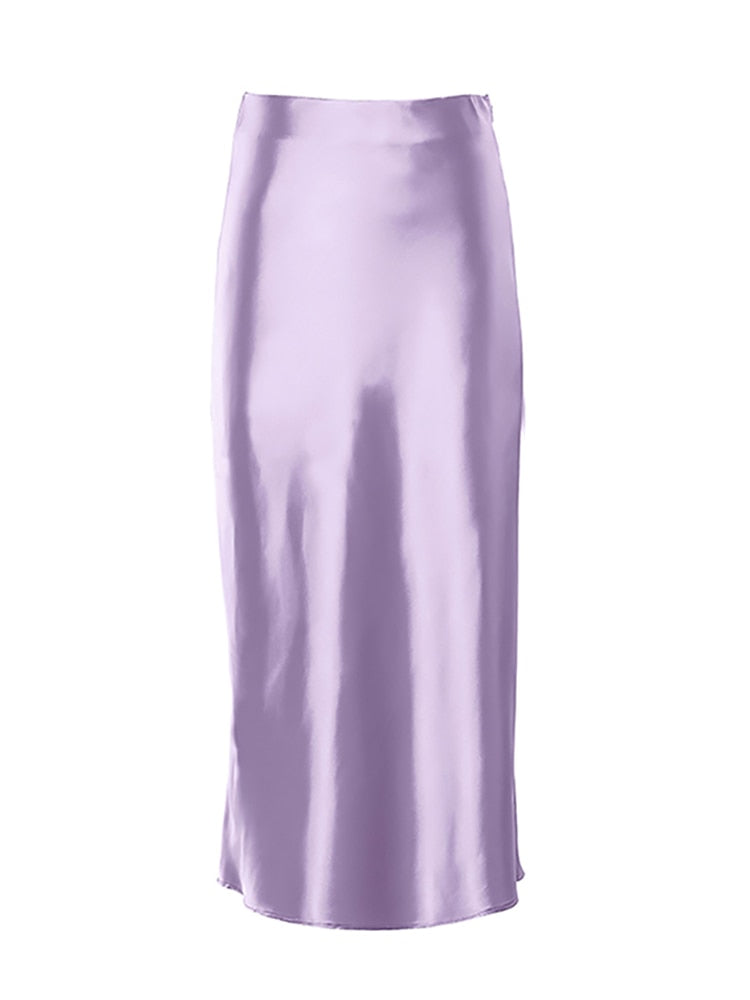 Luxurious Solid Satin Silk Skirt - Bottoms - Clothing - 3 - 2024