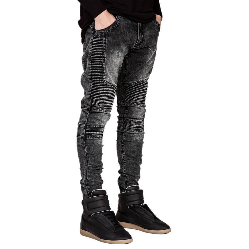 Men’s Slim Fit Motorcycle Jeans - Gray / 33 - Bottoms - Pants - 7 - 2024