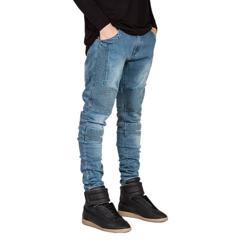 Men’s Slim Fit Motorcycle Jeans - Blue / 33 - Bottoms - Pants - 8 - 2024