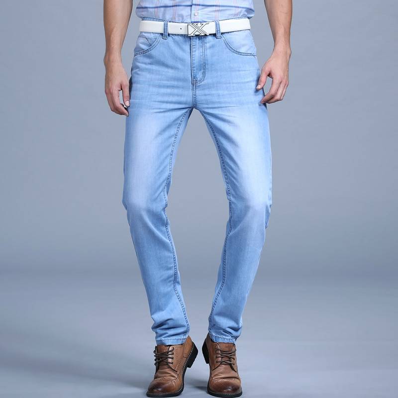 Men’s Washed Slim Blue Jeans - Bottoms - Pants - 7 - 2024