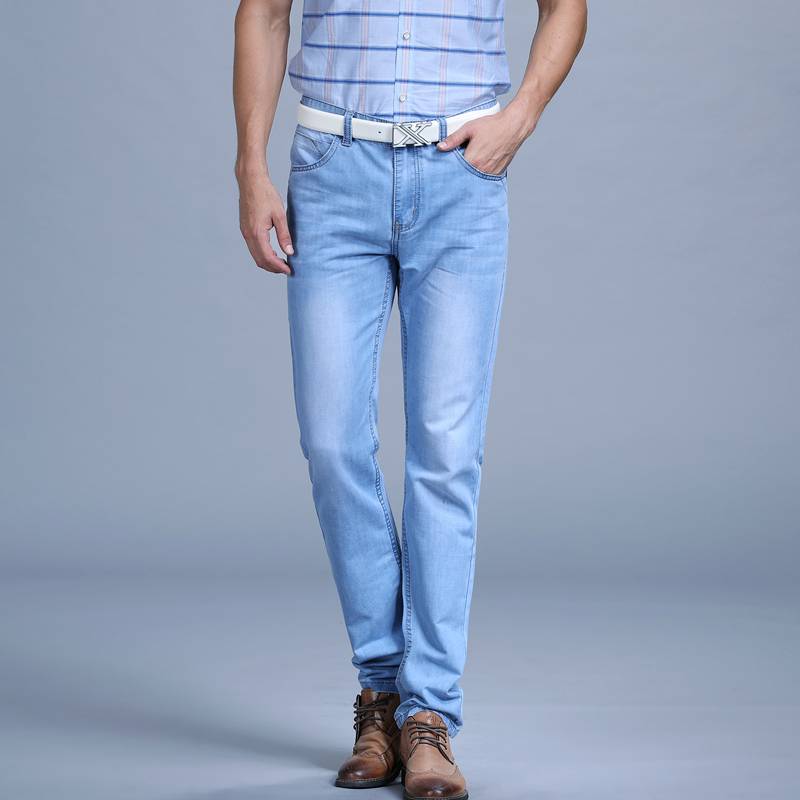 Men’s Washed Slim Blue Jeans - Bottoms - Pants - 3 - 2024