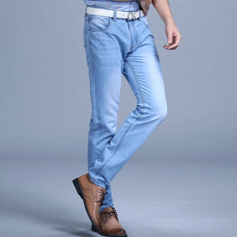 Men’s Washed Slim Blue Jeans - Bottoms - Pants - 4 - 2024