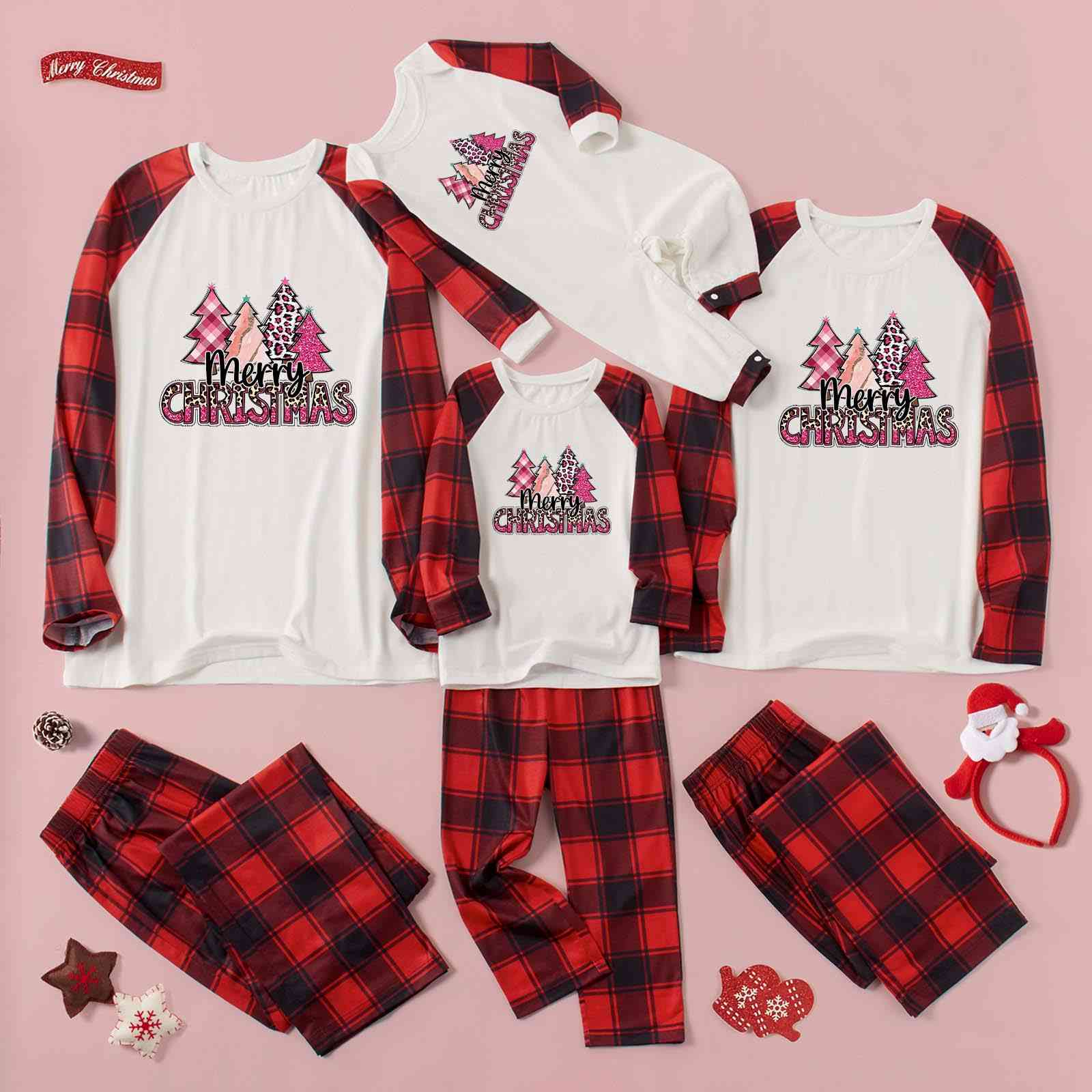 MERRY CHRISTMAS Graphic Top and Plaid Pants Set - Bottoms - Outfit Sets - 4 - 2024