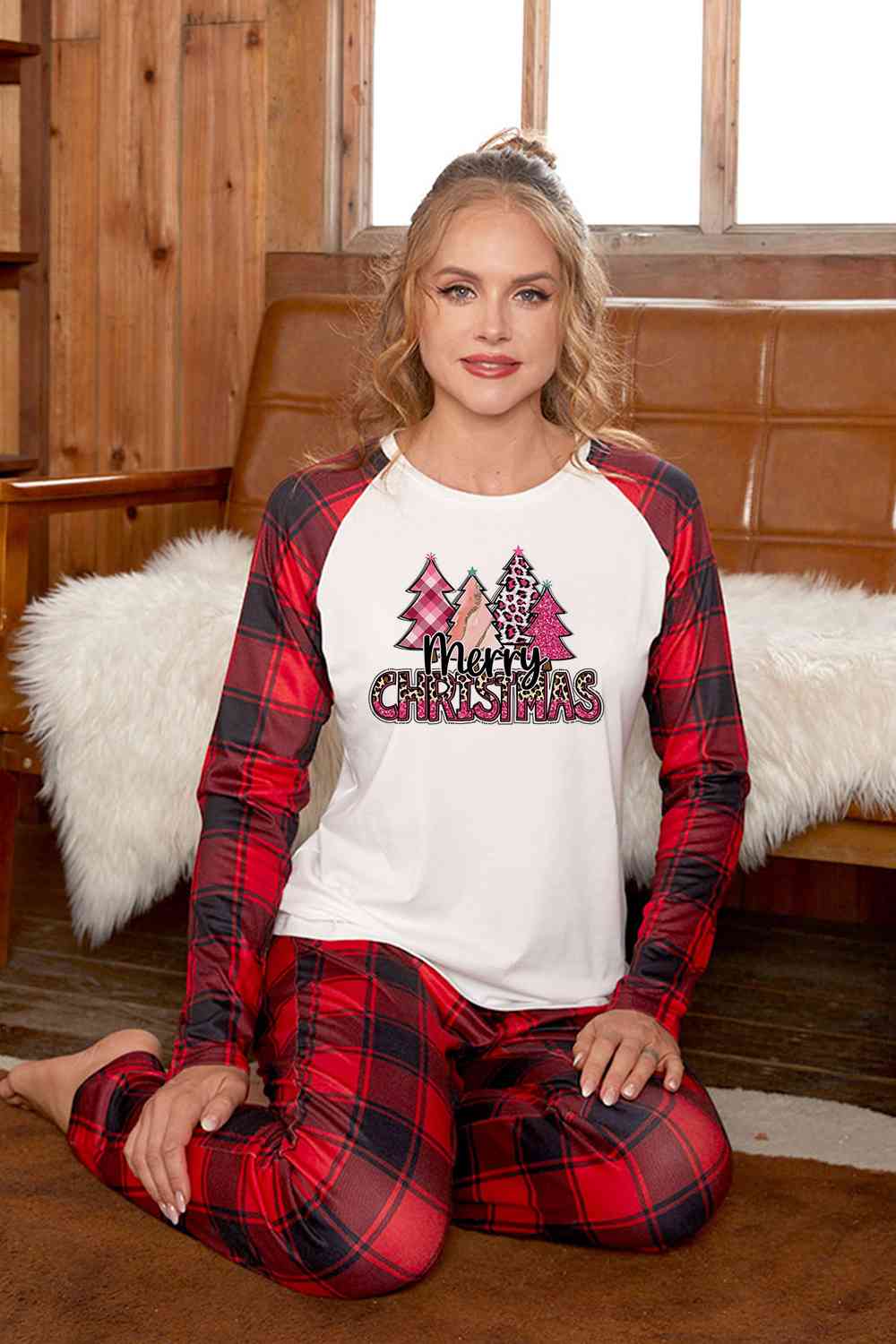 MERRY CHRISTMAS Graphic Top and Plaid Pants Set - Bottoms - Outfit Sets - 2 - 2024
