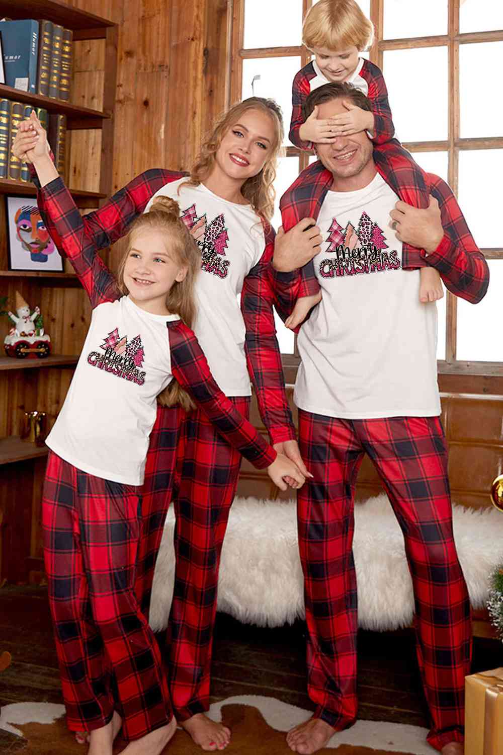 MERRY CHRISTMAS Graphic Top and Plaid Pants Set - Bottoms - Outfit Sets - 3 - 2024