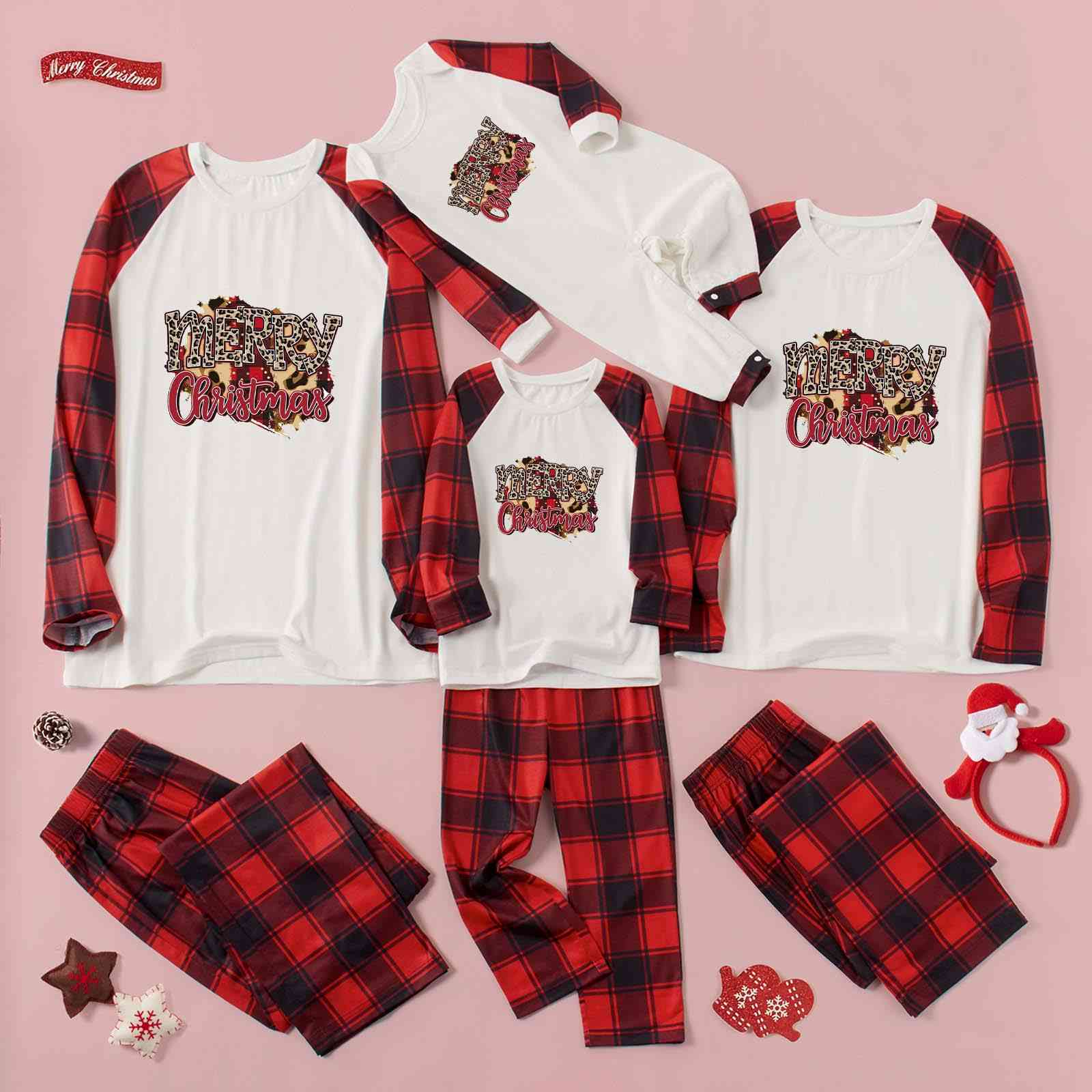 MERRY CHRISTMAS Graphic Top and Plaid Pants Set - Bottoms - Outfit Sets - 4 - 2024