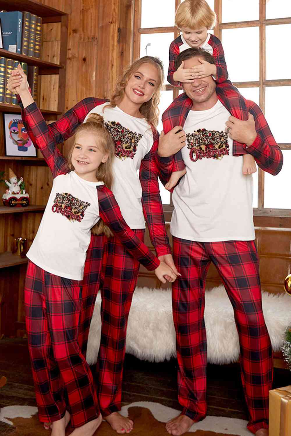 MERRY CHRISTMAS Graphic Top and Plaid Pants Set - Bottoms - Outfit Sets - 3 - 2024