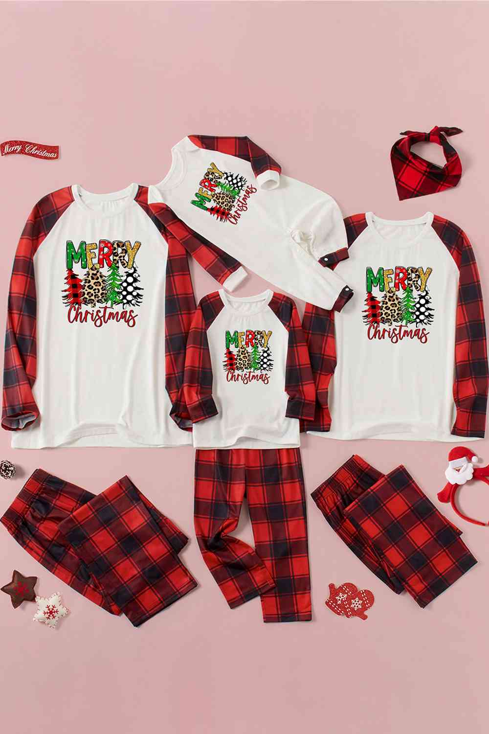 MERRY CHRISTMAS Graphic Top and Plaid Pants Set - Bottoms - Outfit Sets - 4 - 2024