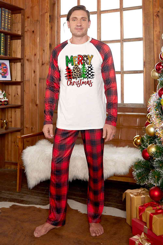 MERRY CHRISTMAS Graphic Top and Plaid Pants Set - Red / M - Bottoms - Outfit Sets - 1 - 2024