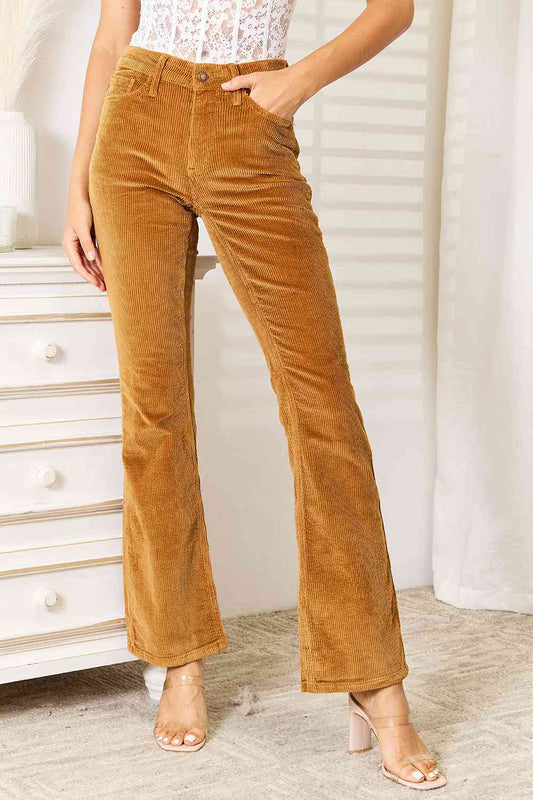 Mid Rise Corduroy Pants - Kawaii Stop - Camel Color, Casual, Classic Bootcut, Comfortable Fit, Corduroy Pants, Cotton Blend, Judy Blue, Machine Wash, Mid Rise, Opaque Material, Pants, Semi-Formal, Ship from USA, Stylish, Timeless Elegance, Tumble Dry, Versatile