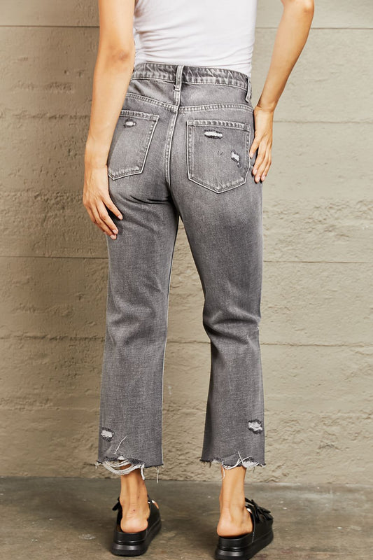 Mid Rise Distressed Cropped Dad Jeans - Bottoms - Pants - 2 - 2024