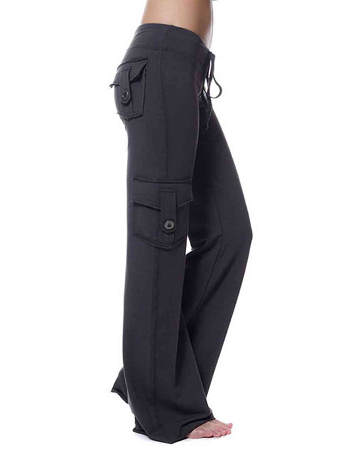 Mid Waist Pants with Pockets - Black / XS - Bottoms - Pants - 14 - 2024