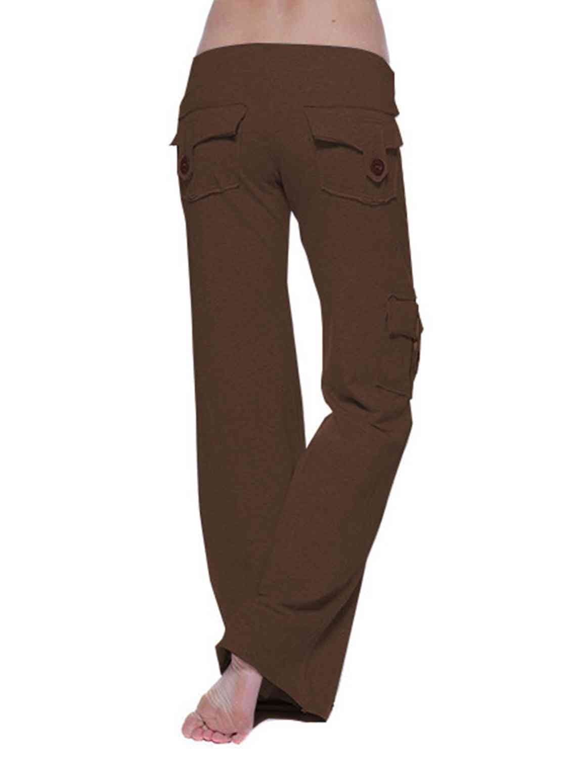 Mid Waist Pants with Pockets - Coffee Brown / XS - Bottoms - Pants - 23 - 2024