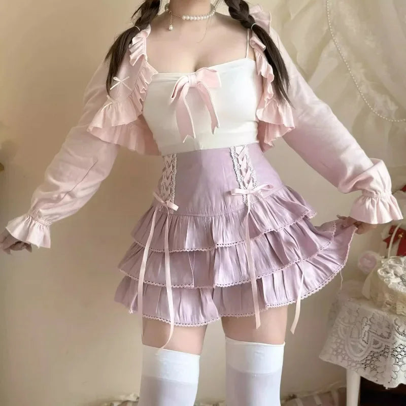 Moda High Waist Pleated Skirt - Japanese Kawaii Fashion - Bottoms - Skirts - 4 - 2024