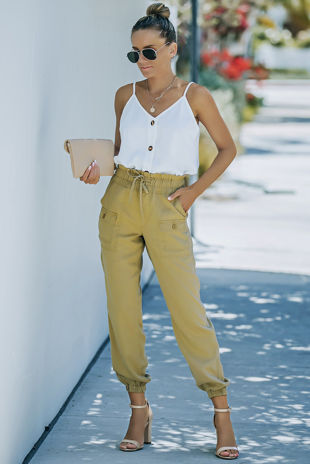 Paperbag Waist Joggers with Pockets - Bottoms - Pants - 5 - 2024